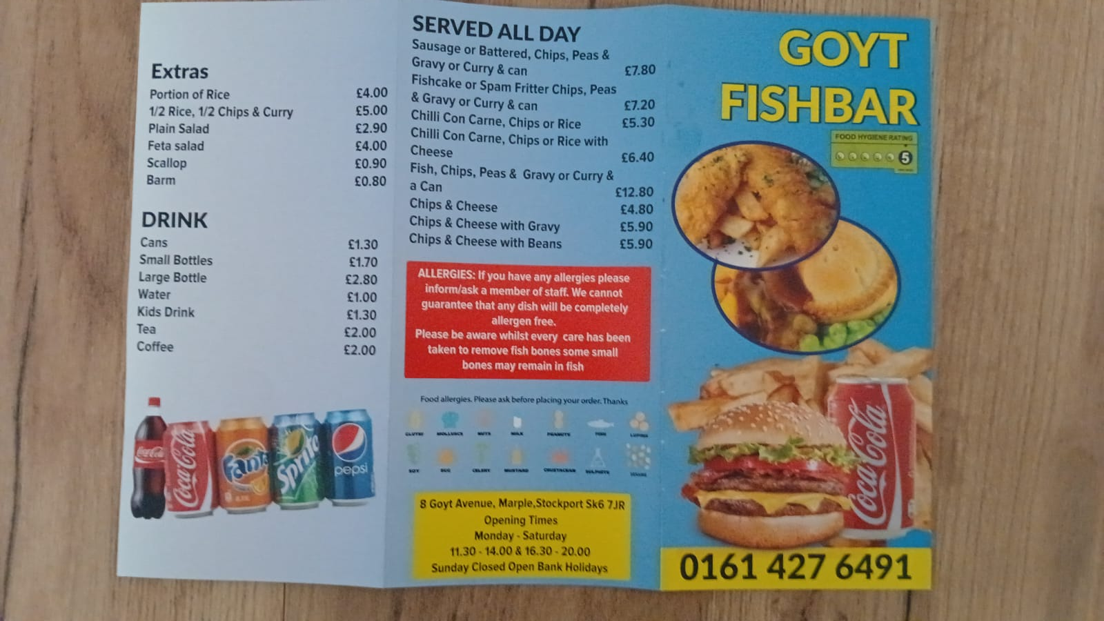 Outside of the original Goyt Fish Bar menu